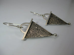 geometric triangle silver dangle earrings photo #2