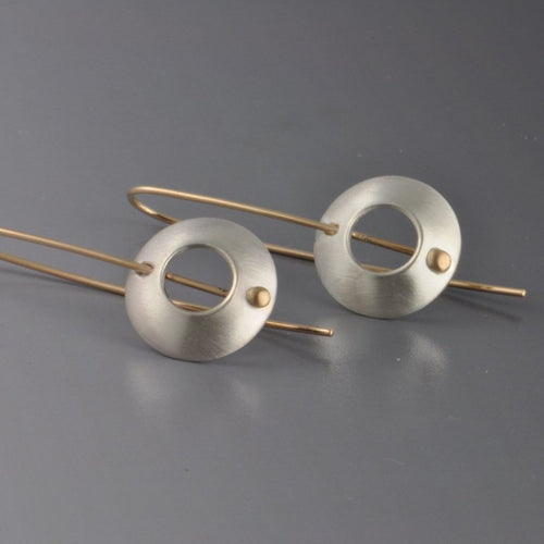 bullseye earrings in sterling silver and 14k gold photo #1