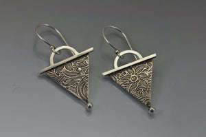 geometric triangle silver dangle earrings photo #3