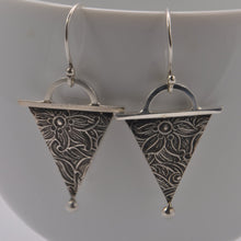 geometric triangle silver dangle earrings photo #1