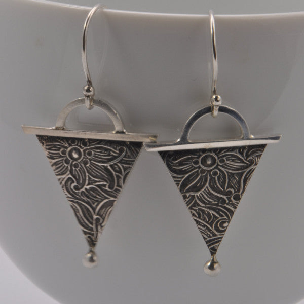 geometric triangle silver dangle earrings photo #1